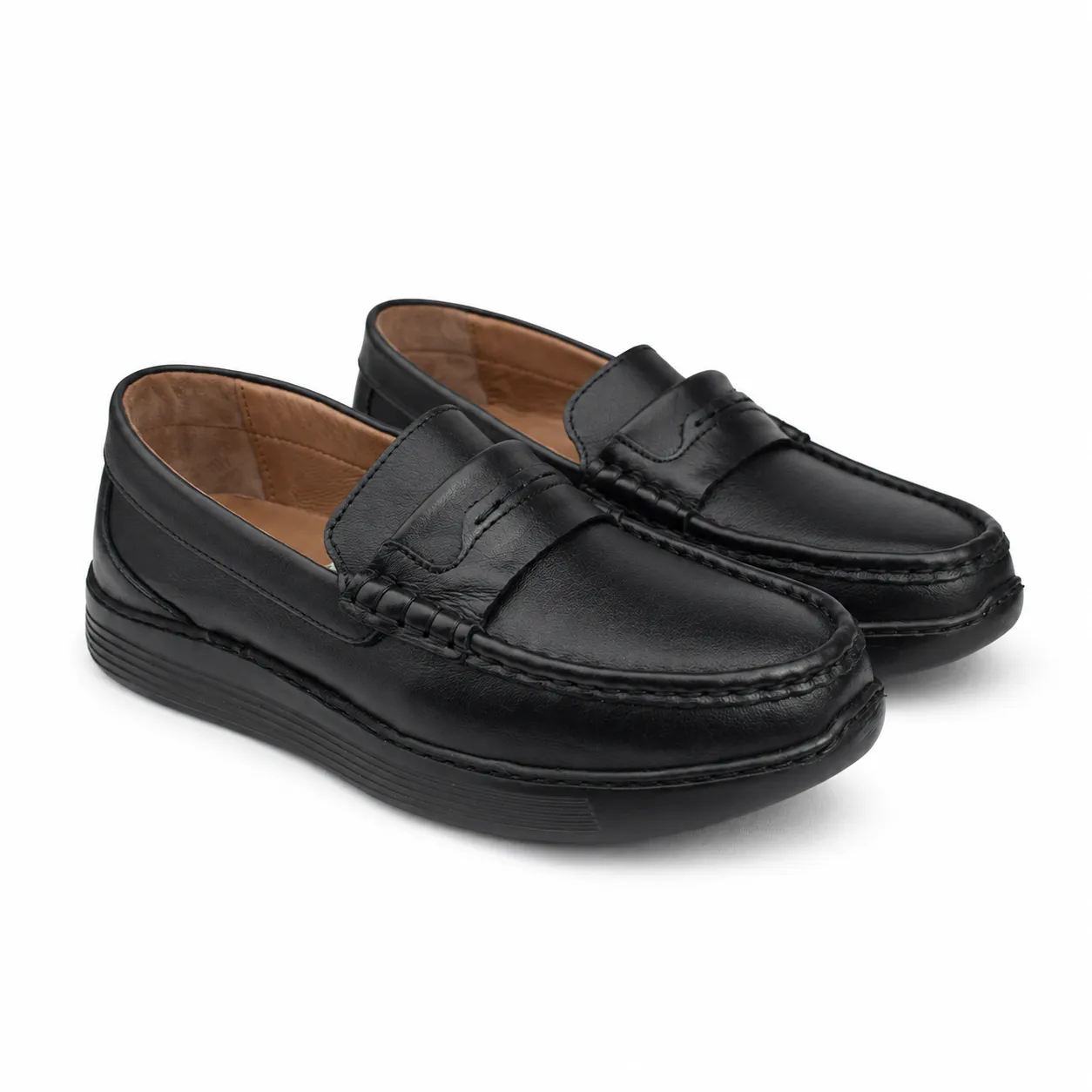Moccasin pour homme confort R113 noir cuir  miniature